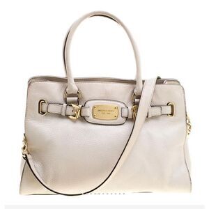 Michael Michael Kors MK Off White Leather East West Hamilton Tote Cream Shoulder